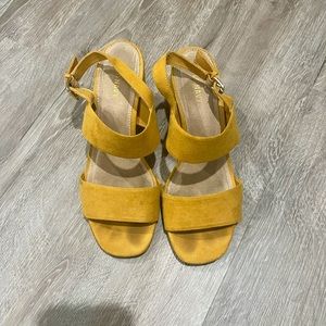 Yellow Block Heels